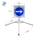Roll Up Folding Sign - Turn Right Reflective Tripod Folding Warning Sign